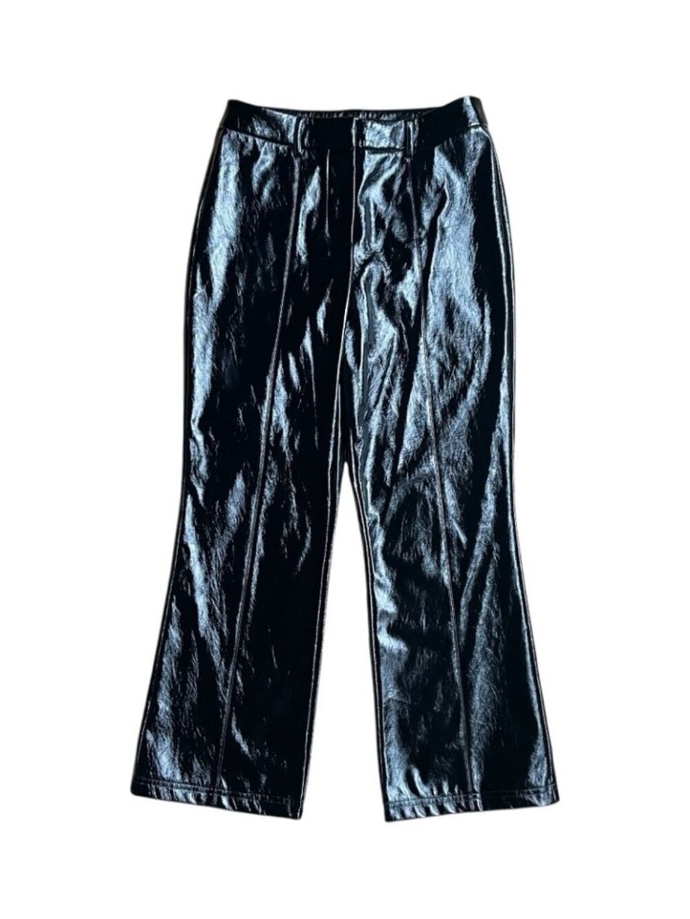 7 For All‎ Mankind Faux Leather Wide Leg Trouser Pants Women's Medium Black